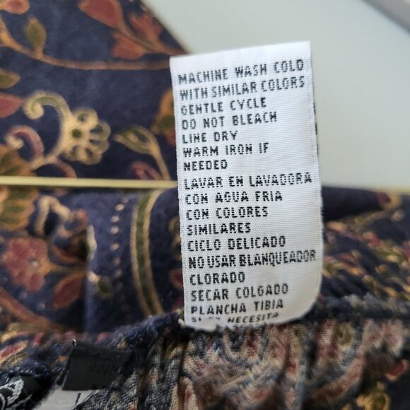 Vintage Skirt Sag Harbor Womens 1X Navy Paisley Floral Elastic Waist Midi Length - Picture 7 of 13